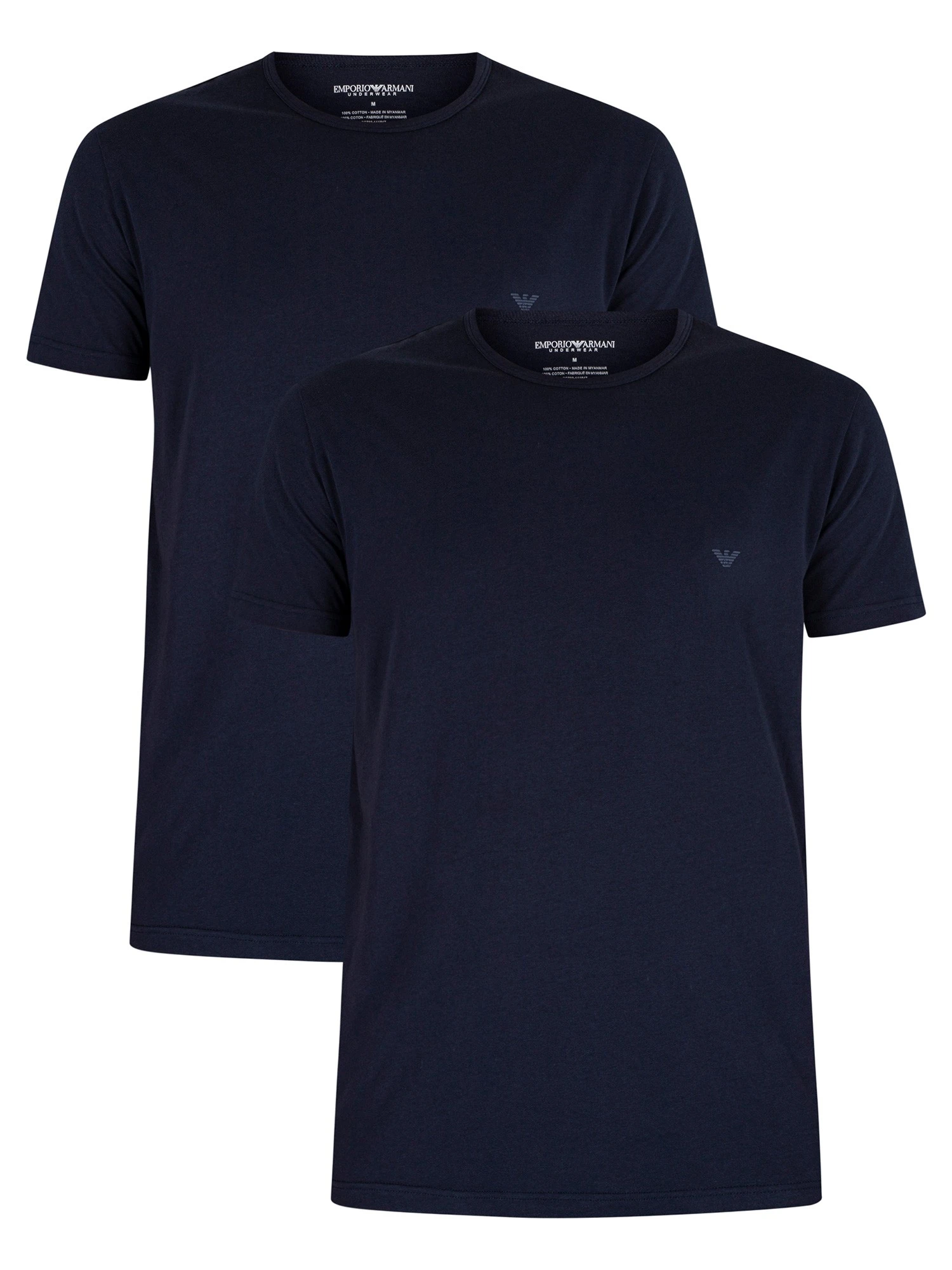 Emporio Armani 2 Pack Pure Cotton Lounge T-Shirts - Marine 1 Emporio Armani 2 Pack Pure Cotton Lounge T-Shirts - Marine