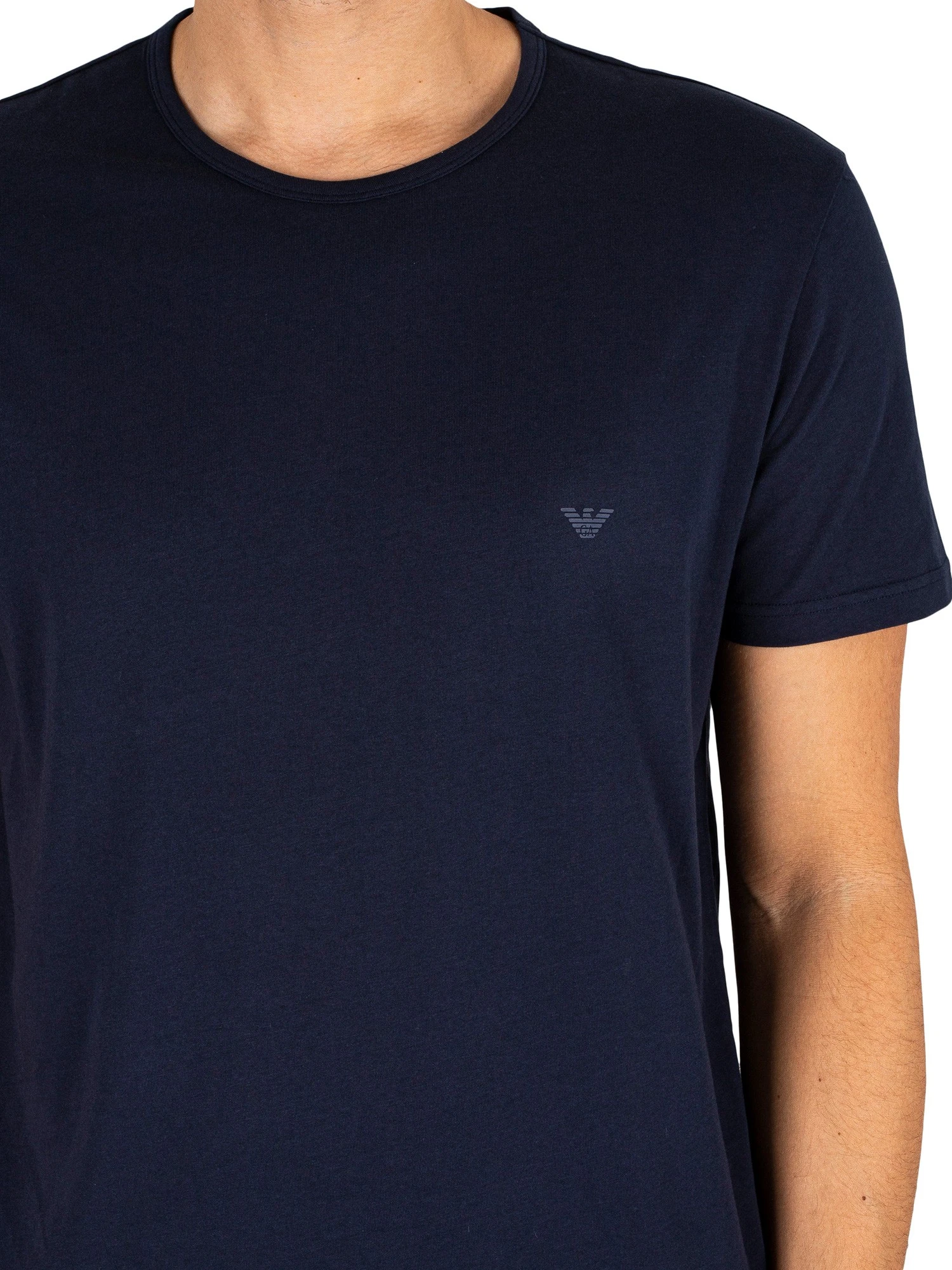 Emporio Armani 2 Pack Pure Cotton Lounge T-Shirts - Marine 5 Emporio Armani 2 Pack Pure Cotton Lounge T-Shirts - Marine - Image 5