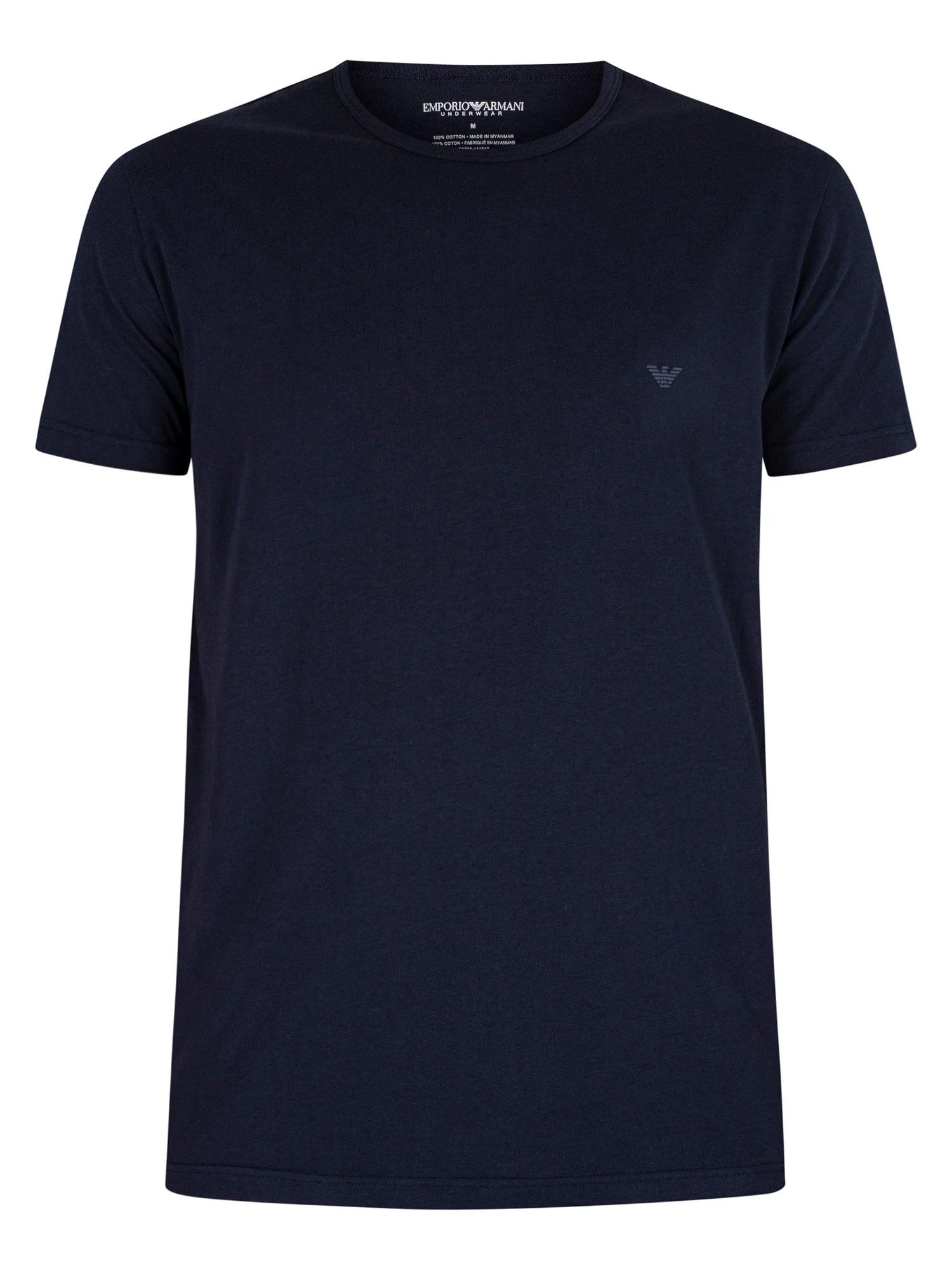 Emporio Armani 2 Pack Pure Cotton Lounge T-Shirts - Marine 6 Emporio Armani 2 Pack Pure Cotton Lounge T-Shirts - Marine - Image 6