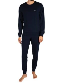 Emporio Armani Chest Logo Pyjama Set - Marine