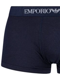 Emporio Armani 3 Pack Pure Cotton Trunks - Marine/Grey Melange/Black -Standout Fashion Shop 43506c