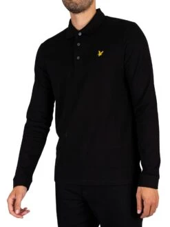 Lyle & Scott Longsleeved Polo Shirt - Jet Black