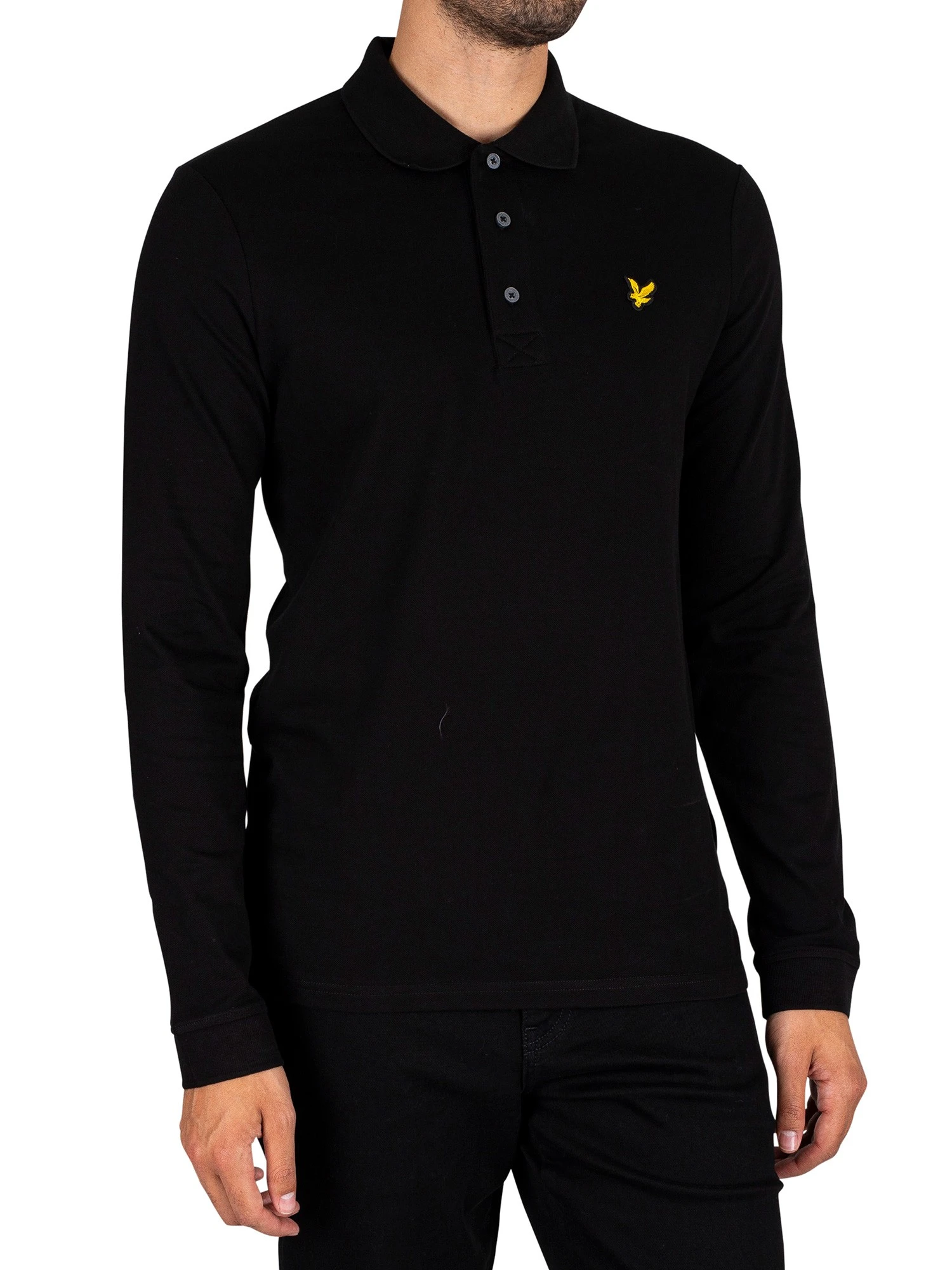 Lyle & Scott Longsleeved Polo Shirt - Jet Black 2 Lyle & Scott Longsleeved Polo Shirt - Jet Black - Image 2