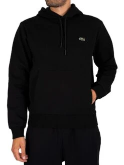 Lacoste Logo Pullover Hoodie - Black