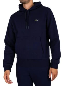 Lacoste Logo Pullover Hoodie - Blue Marine