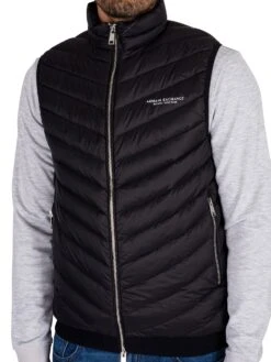 Armani Exchange Woven Down Gilet - Black/Melange Grey -Standout Fashion Shop 44435d