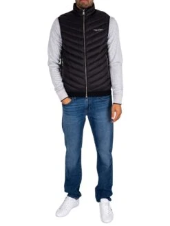 Armani Exchange Woven Down Gilet - Black/Melange Grey -Standout Fashion Shop 44435f