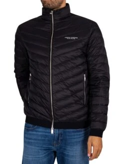 Armani Exchange Woven Down Jacket - Black/Melange Grey