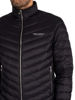 Armani Exchange Woven Down Jacket - Black/Melange Grey -Standout Fashion Shop 44436d