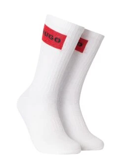 HUGO 2 Pack Rib Logo Socks - White -Standout Fashion Shop 44525c 1