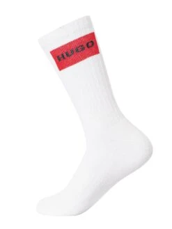 HUGO 2 Pack Rib Logo Socks - White -Standout Fashion Shop 44525d 1
