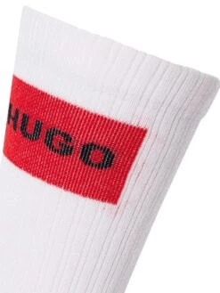 HUGO 2 Pack Rib Logo Socks - White -Standout Fashion Shop 44525h