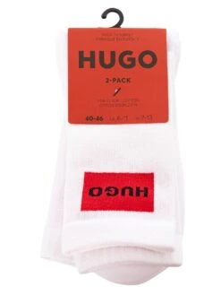 HUGO 2 Pack Rib Logo Socks - White -Standout Fashion Shop 44525i