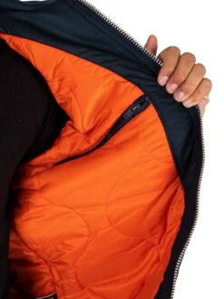 Schott Removable Badge Bomber Jacket - Navy -Standout Fashion Shop 44587g