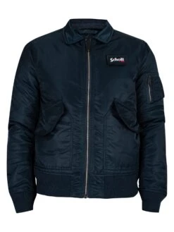 Schott Removable Badge Bomber Jacket - Navy -Standout Fashion Shop 44587i