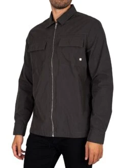 Farah Goto Longsleeved Zip Overshirt - Washed Black