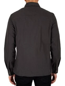 Farah Goto Longsleeved Zip Overshirt - Washed Black -Standout Fashion Shop 44683c