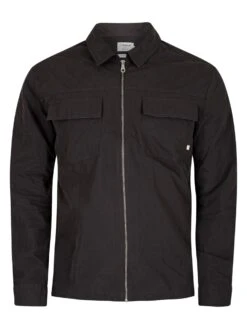 Farah Goto Longsleeved Zip Overshirt - Washed Black -Standout Fashion Shop 44683e