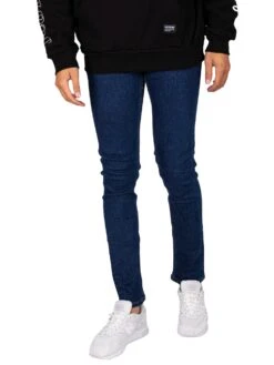 Dr. Denim Chase Skinny Tapered Jeans - Moat Plain Dark Blue