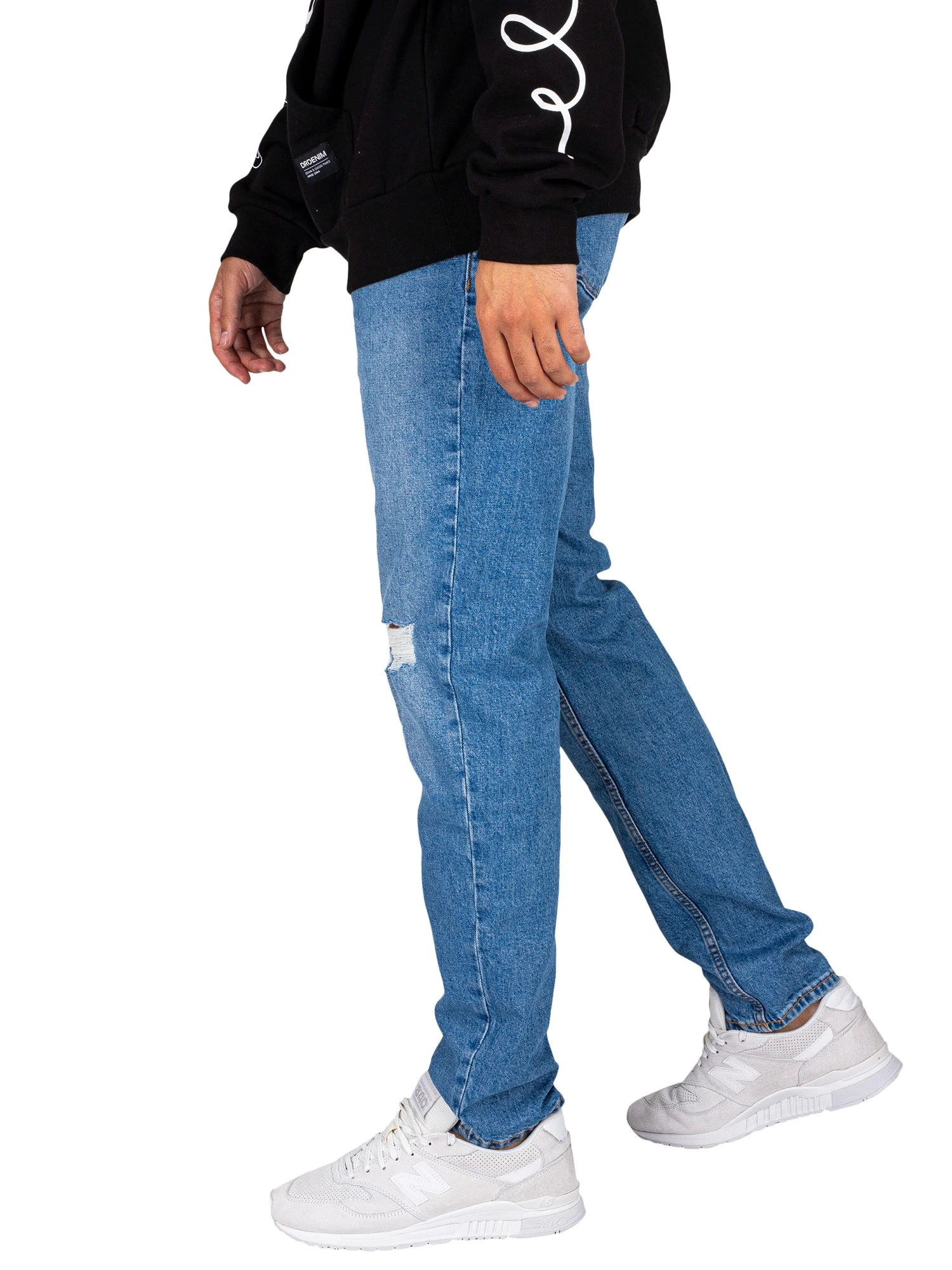 Dr. Denim Clark Ripped Slim Tapered Jeans - Rubble Mid Blue 2 Dr. Denim Clark Ripped Slim Tapered Jeans - Rubble Mid Blue - Image 2
