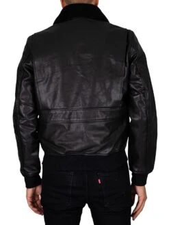 Schott Leather Double Bomber Jacket - Black -Standout Fashion Shop 44934c