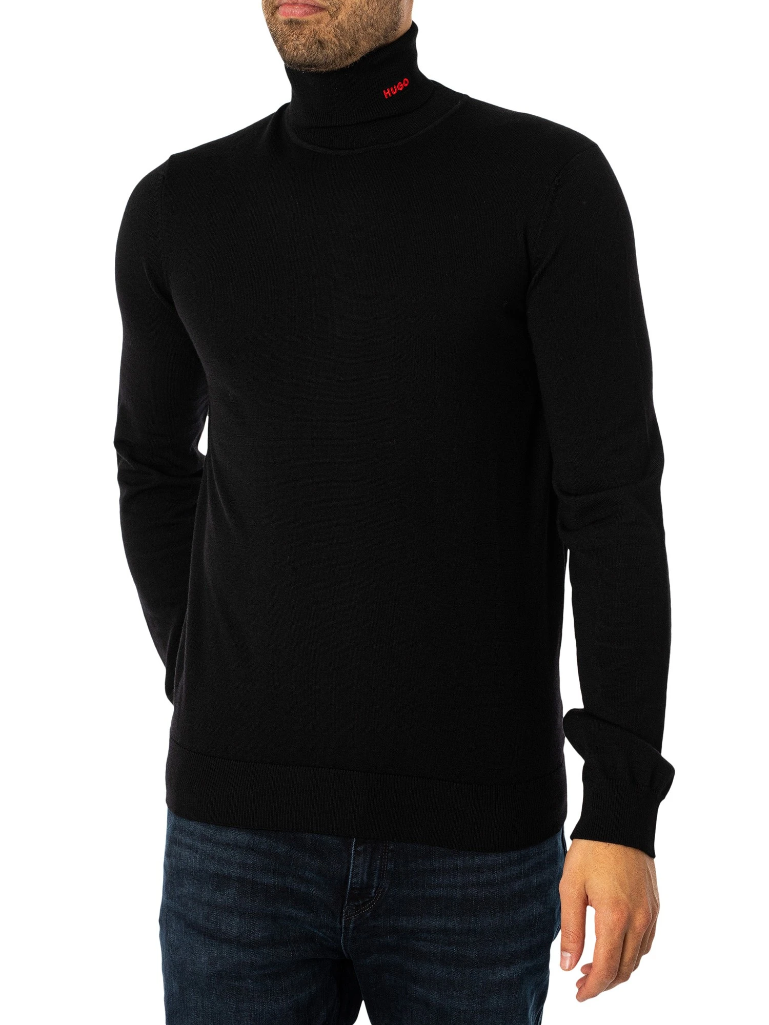 HUGO San Thomas Collar Knit - Black 2 HUGO San Thomas Collar Knit - Black - Image 2