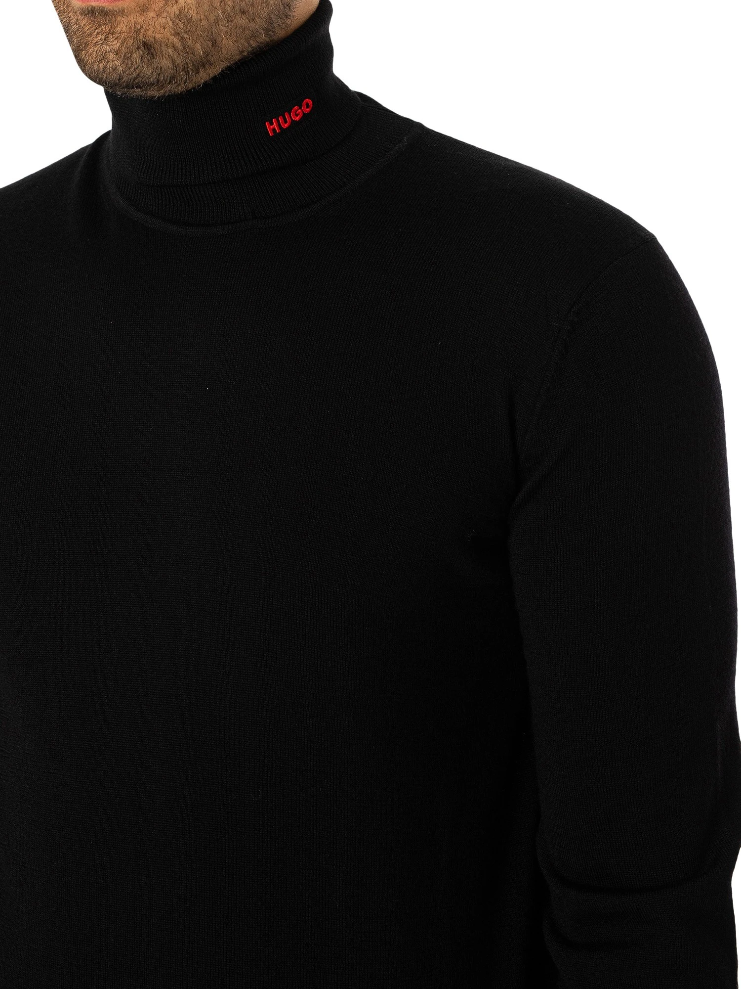 HUGO San Thomas Collar Knit - Black 4 HUGO San Thomas Collar Knit - Black - Image 4