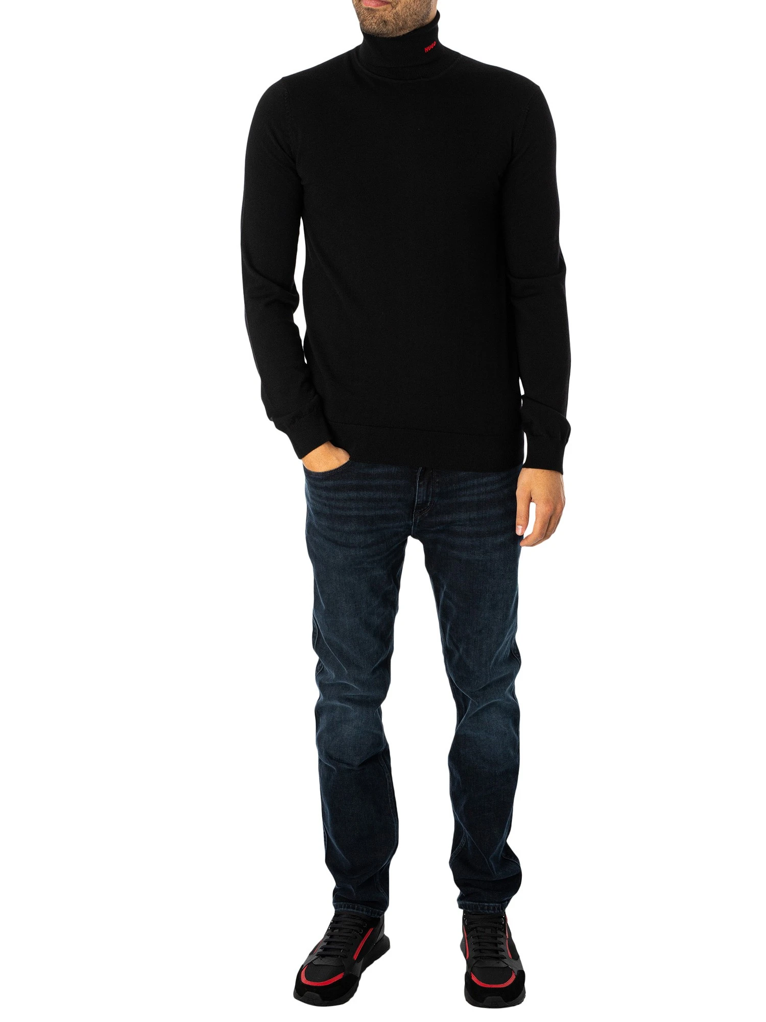 HUGO San Thomas Collar Knit - Black 5 HUGO San Thomas Collar Knit - Black - Image 5