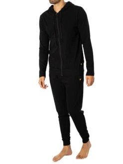 Lyle & Scott Earl Zip Hoodie Lounge Set - Black