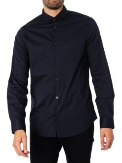 Armani Exchange Slim Logo Woven Shirt - Navy