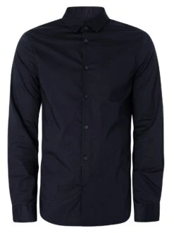 Armani Exchange Slim Logo Woven Shirt - Navy -Standout Fashion Shop 45696g