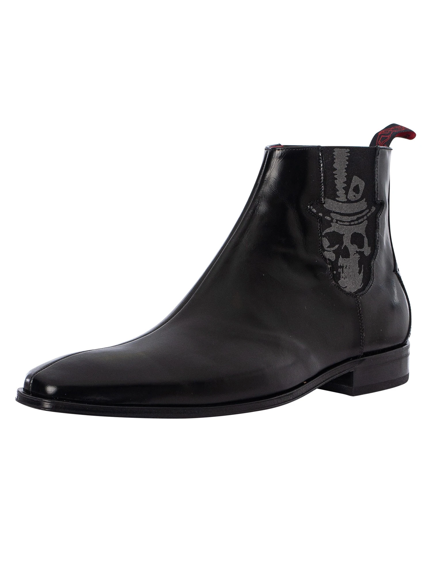 Jeffery West Skull Polished Leather Chelsea Boots - Black 1 Jeffery West Skull Polished Leather Chelsea Boots - Black
