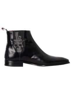 Jeffery West Skull Polished Leather Chelsea Boots - Black 11 Jeffery West Skull Polished Leather Chelsea Boots - Black -Standout Fashion Shop 45748c