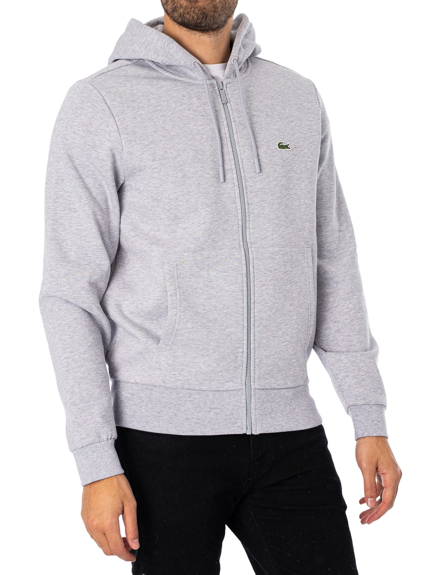 Lacoste Zip Logo Hoodie - Light Grey 1 Lacoste Zip Logo Hoodie - Light Grey