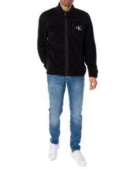 Calvin Klein Jeans Fleece Blocking Zip Jacket- Black -Standout Fashion Shop 45829e