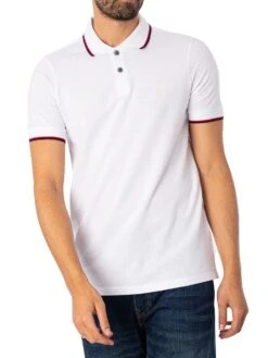 Armani Exchange Tipped Logo Polo Shirt - White