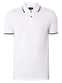 Armani Exchange Tipped Logo Polo Shirt - White -Standout Fashion Shop 46106e