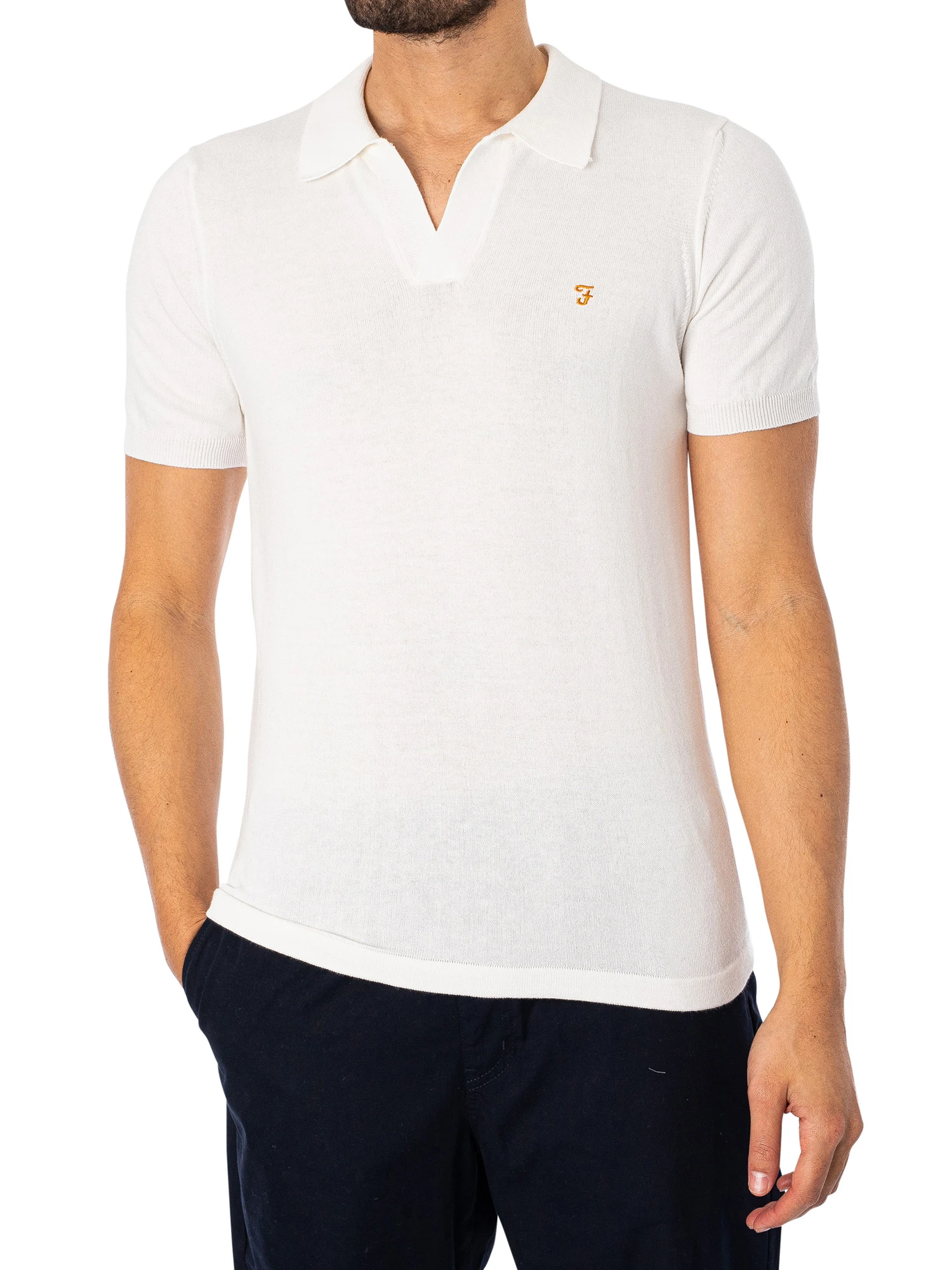 Farah Purcell Knitted Polo Shirt - Ecru 2 Farah Purcell Knitted Polo Shirt - Ecru - Image 2