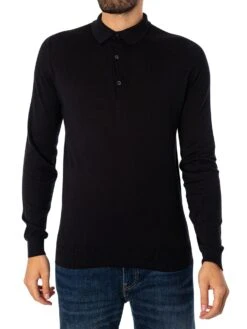 John Smedley Bradwell Longsleeved Polo Shirt - Black