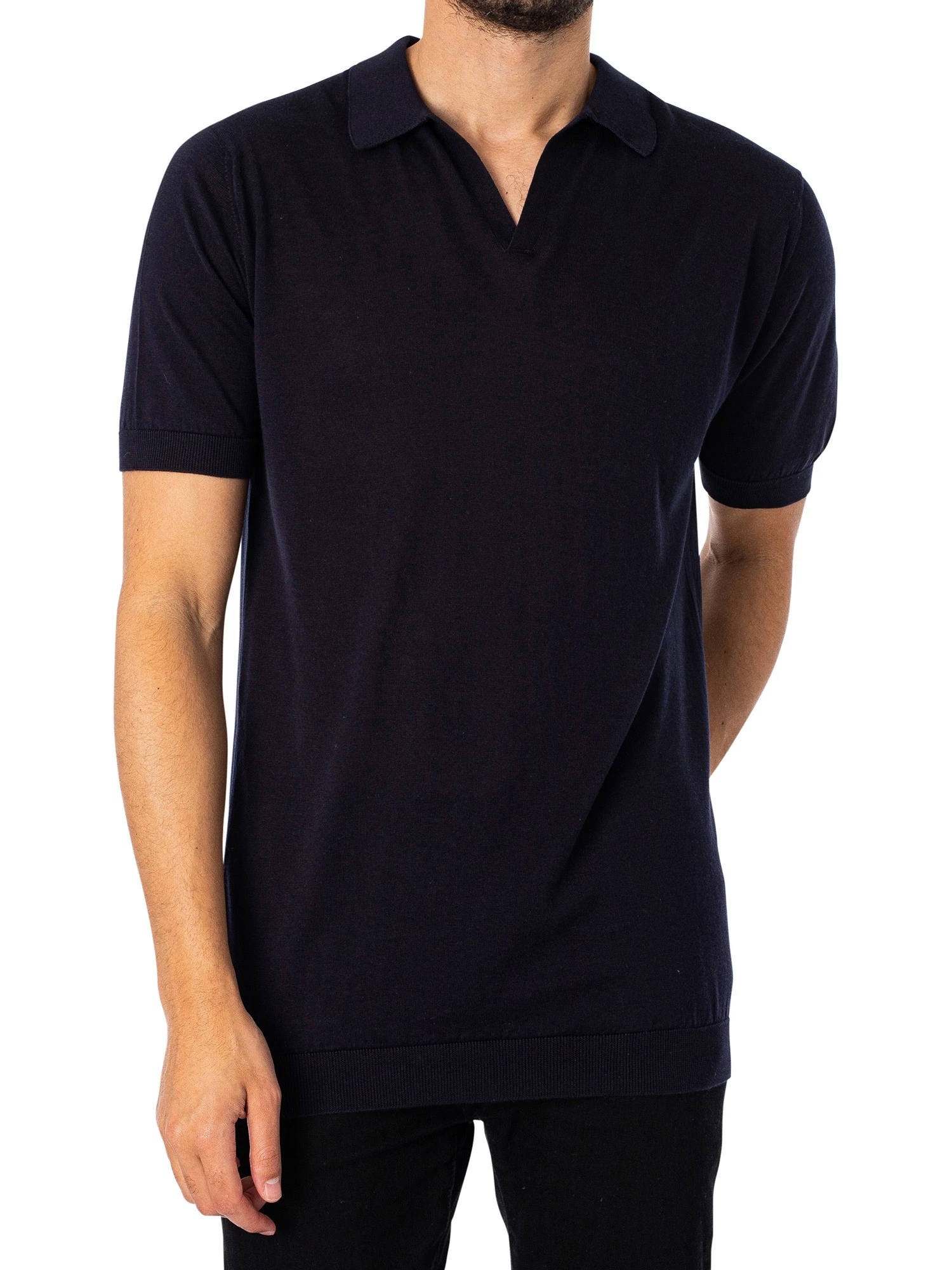 John Smedley Noah Skipper Collar Polo Shirt - Navy 1 John Smedley Noah Skipper Collar Polo Shirt - Navy