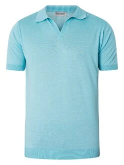 John Smedley Noah Skipper Collar Polo Shirt - Blue Spring -Standout Fashion Shop 46190e