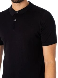 John Smedley Rhodes Polo Shirt - Black -Standout Fashion Shop 46196d