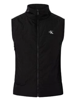 Calvin Klein Jeans Crinkle Nylon Badge Gilet - Black -Standout Fashion Shop 46376g
