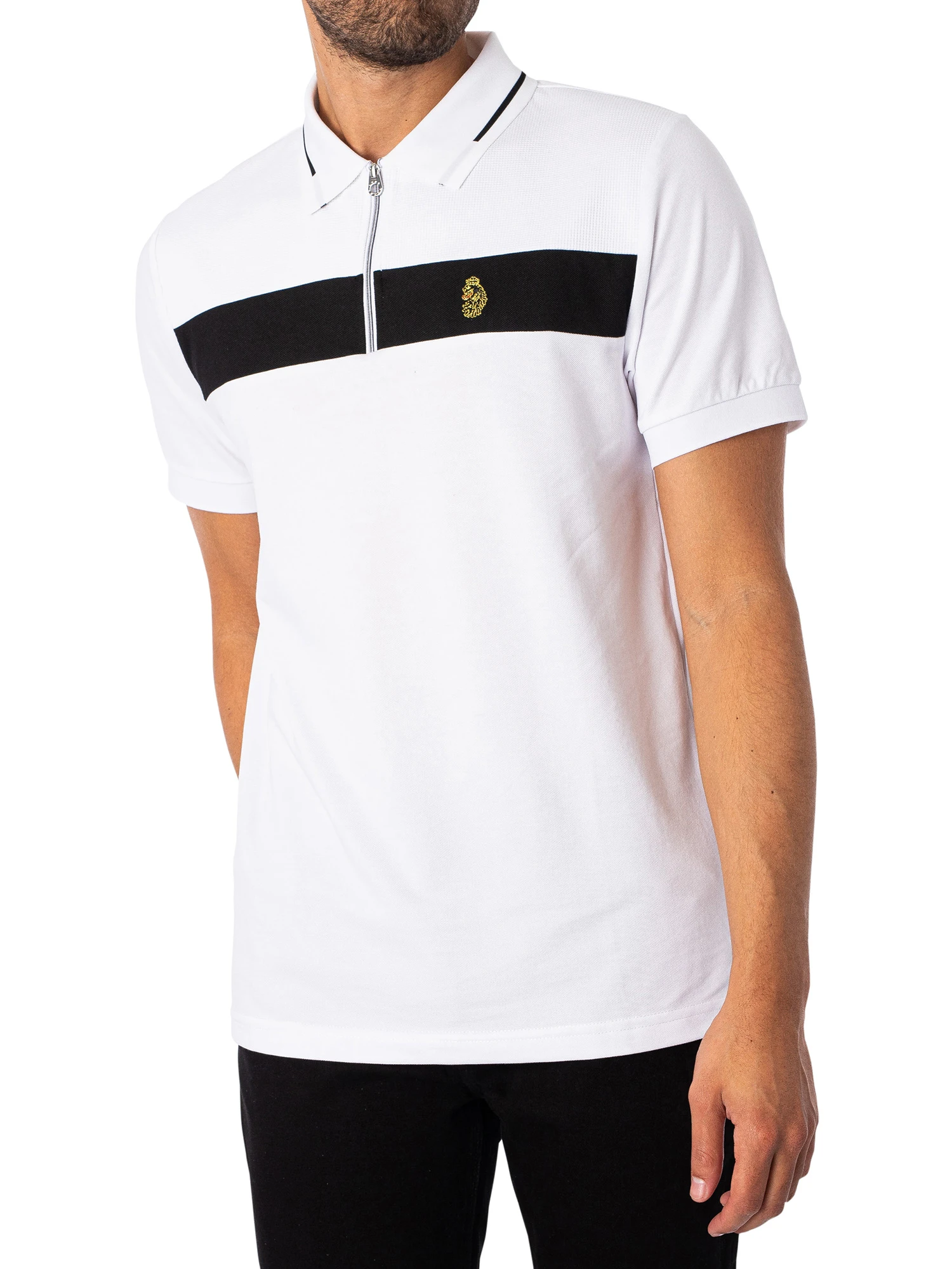 Luke 1977 Zip Lock Polo Shirt - White/Jet Black 1 Luke 1977 Zip Lock Polo Shirt - White/Jet Black