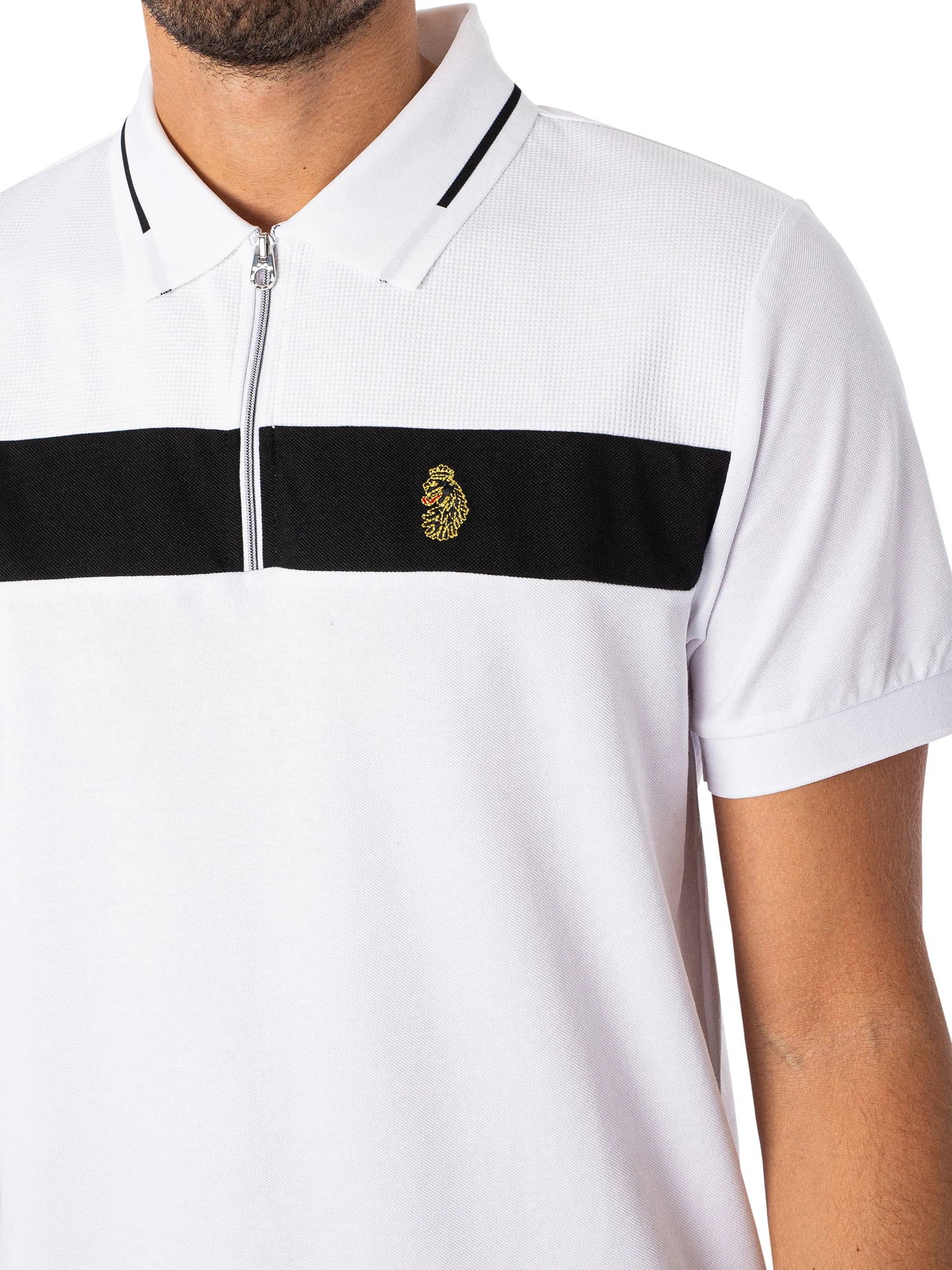 Luke 1977 Zip Lock Polo Shirt - White/Jet Black 4 Luke 1977 Zip Lock Polo Shirt - White/Jet Black - Image 4