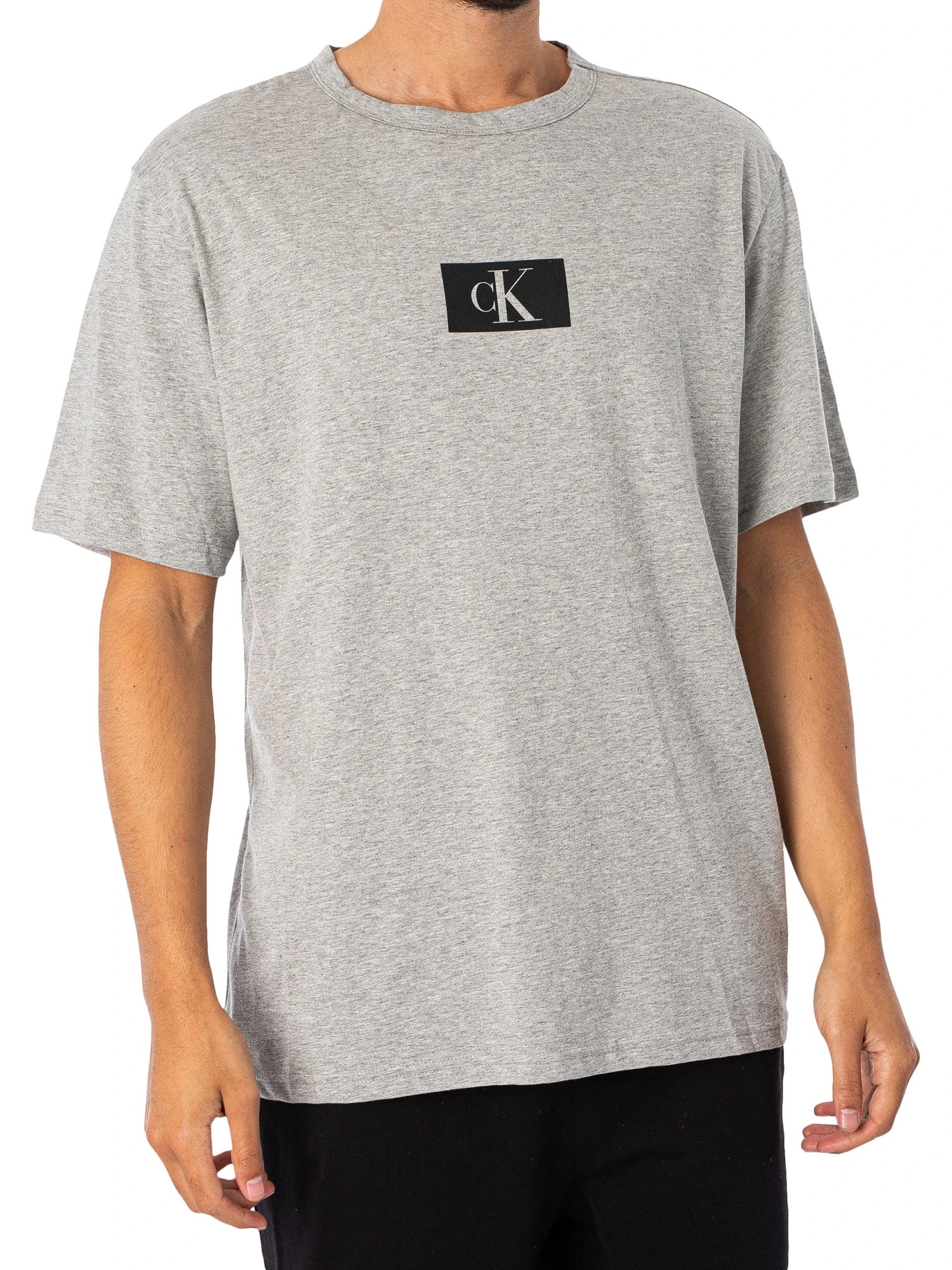 Calvin Klein Box Logo Lounge T-Shirt - Grey Heather 1 Calvin Klein Box Logo Lounge T-Shirt - Grey Heather