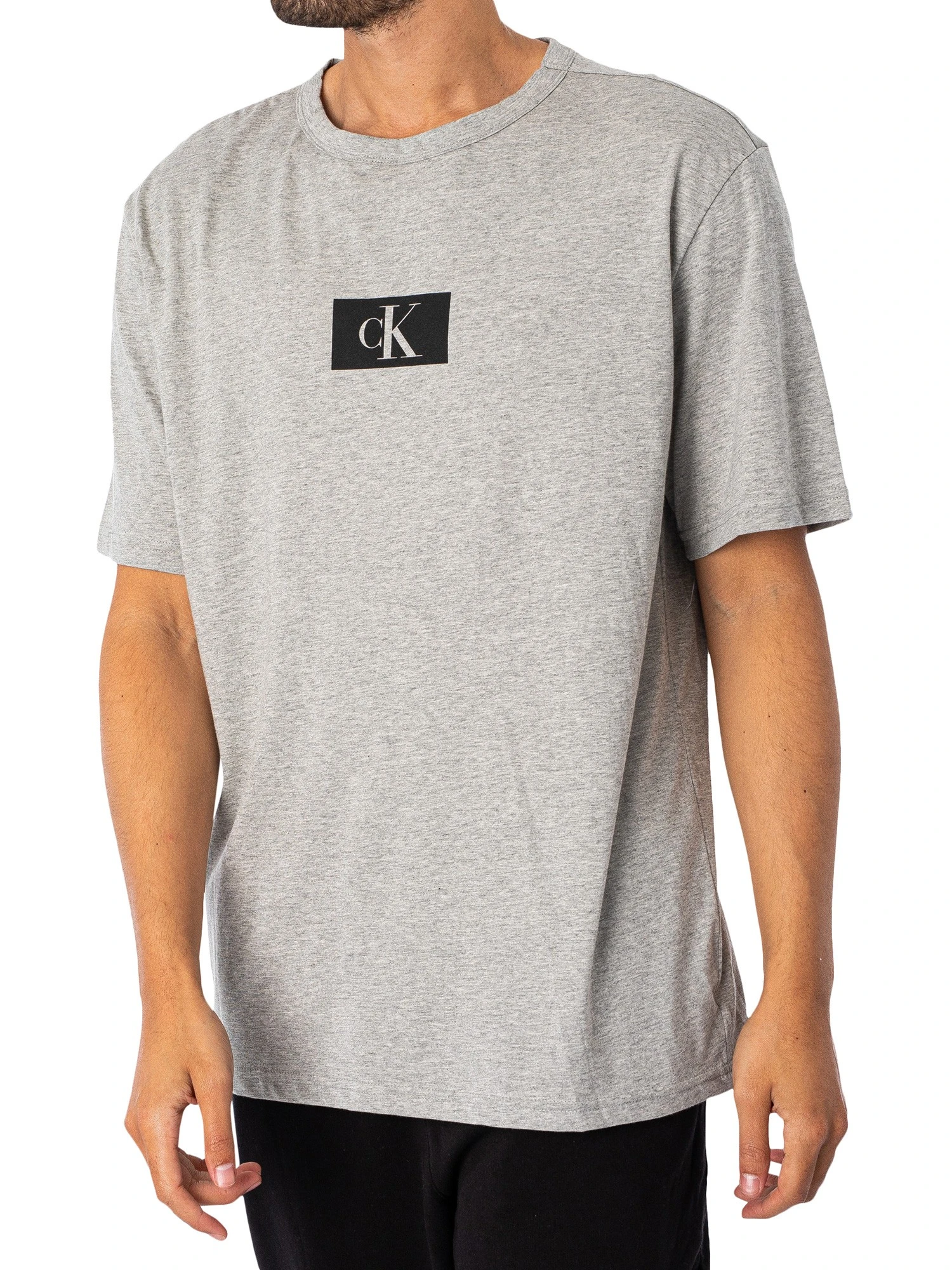 Calvin Klein Box Logo Lounge T-Shirt - Grey Heather 2 Calvin Klein Box Logo Lounge T-Shirt - Grey Heather - Image 2