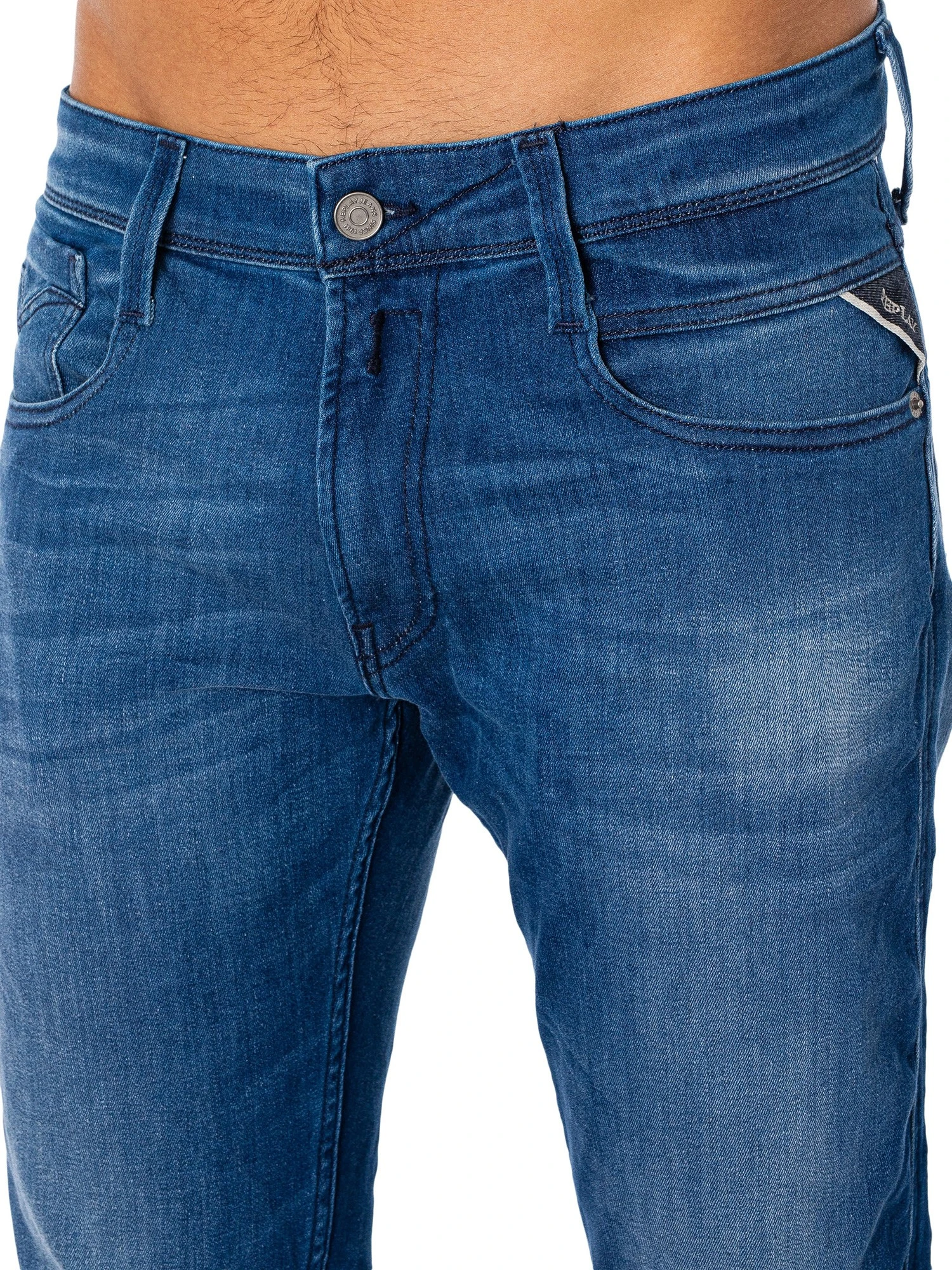 Replay Anbass Slim Jeans - Mid Blue 5 Replay Anbass Slim Jeans - Mid Blue - Image 5