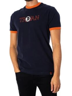 Trojan Graphic T-Shirt - Navy/Orange