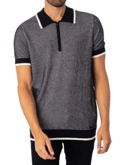 HUGO Sholono Zip Polo Shirt - Black